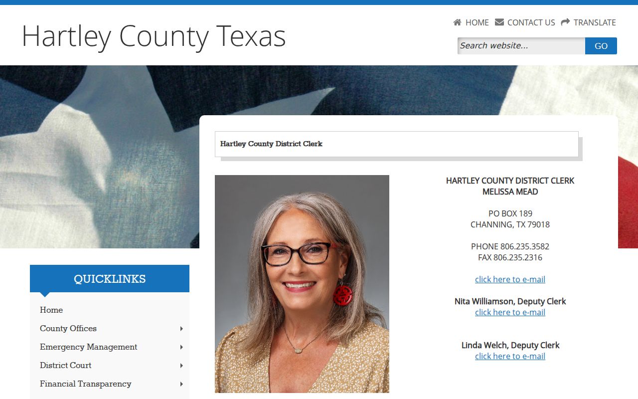Hartley County criminal court cases district clerk contact page