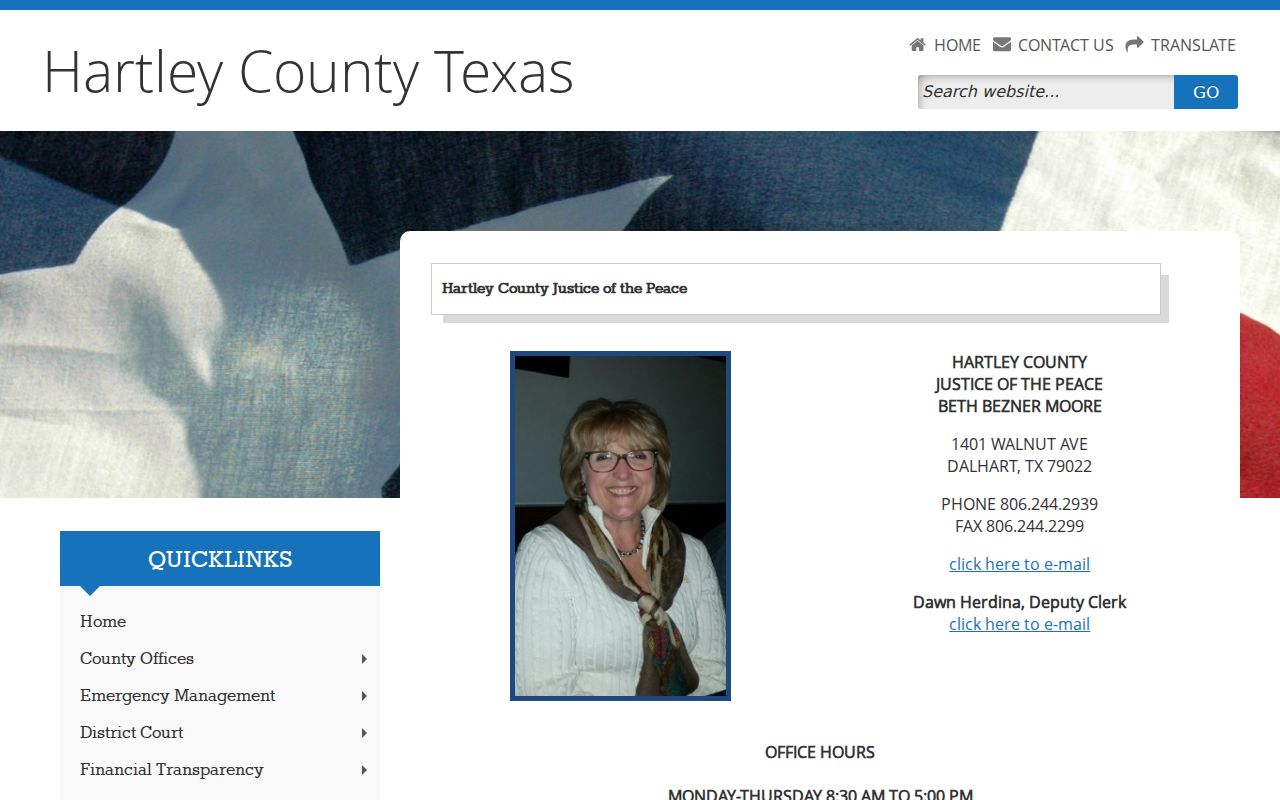Hartley County criminal court cases justice warrant page
