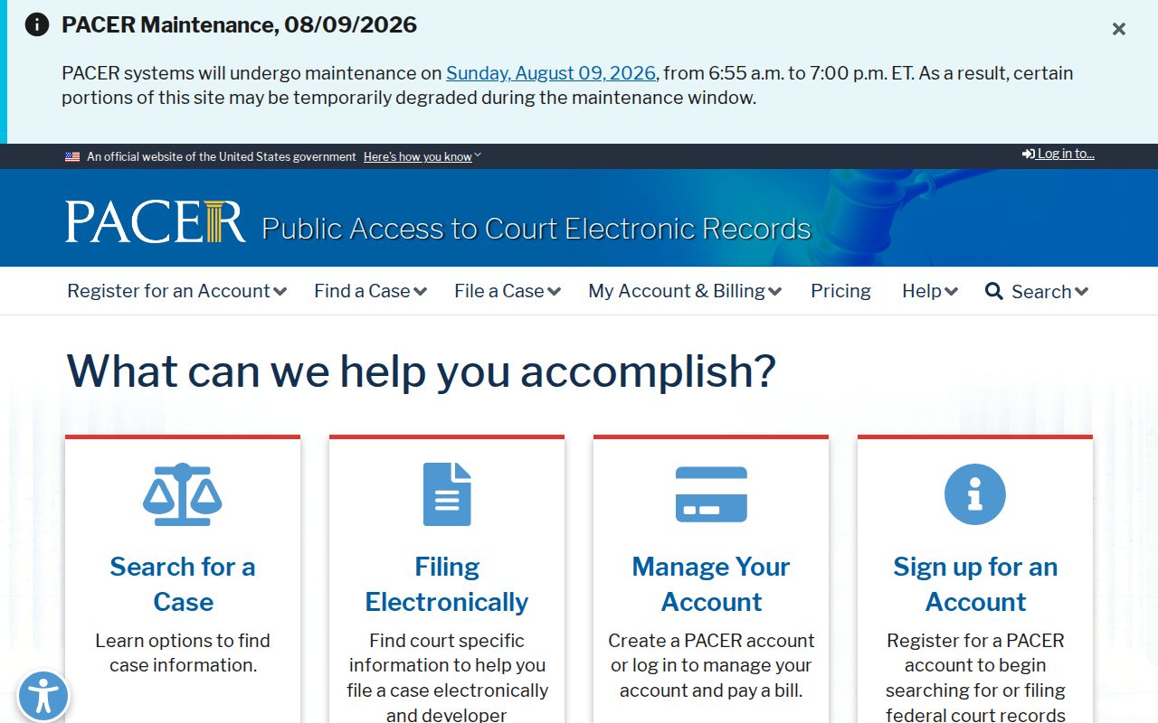 Hartley County criminal court cases PACER federal search page
