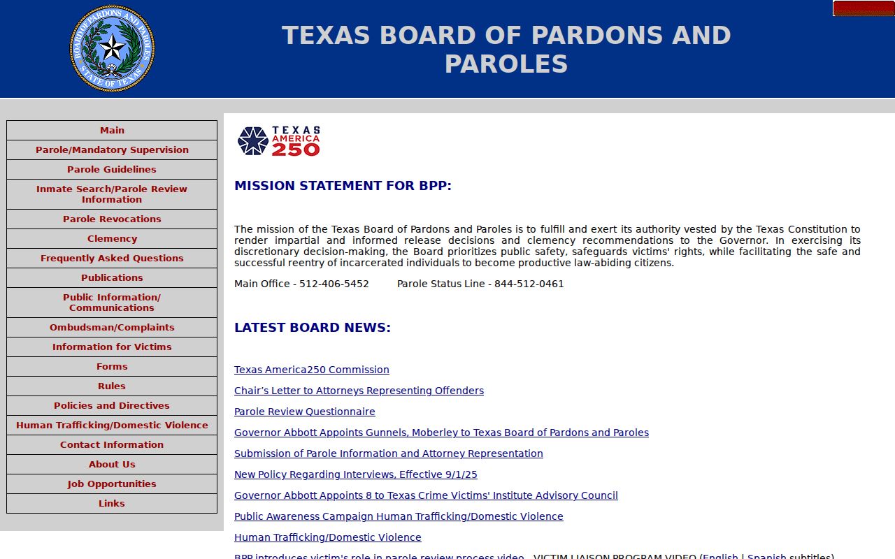 Hartley County criminal history parole information from the Texas Board of Pardons and Paroles